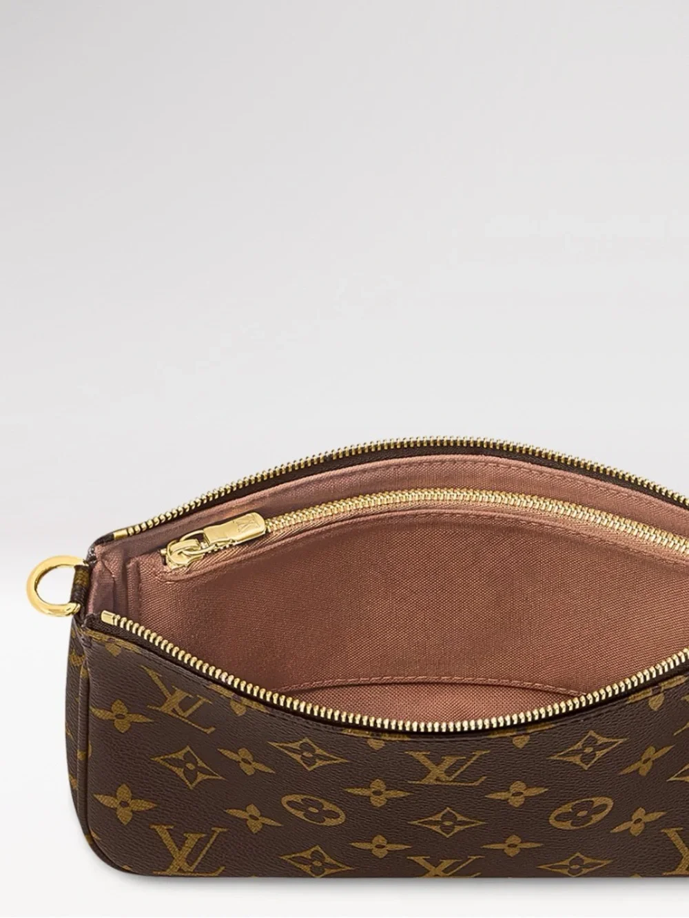 Louis Vuitton pochette accessories new version with leather strap and gold chain